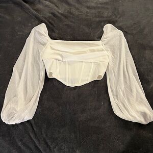 White long sleeve corset blouse